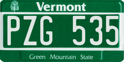 VT license plate PZG535