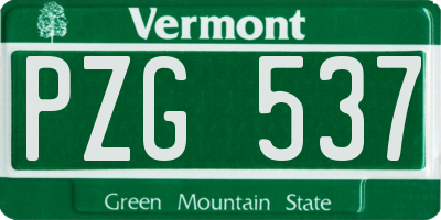 VT license plate PZG537