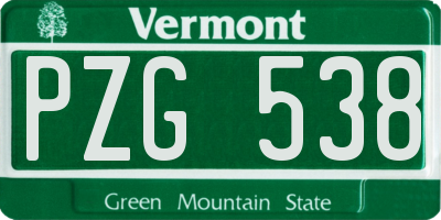 VT license plate PZG538