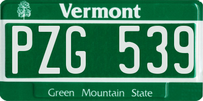VT license plate PZG539