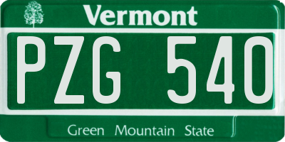 VT license plate PZG540