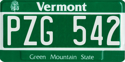 VT license plate PZG542