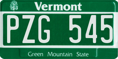 VT license plate PZG545