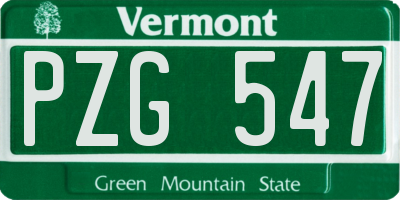 VT license plate PZG547