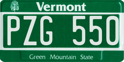 VT license plate PZG550
