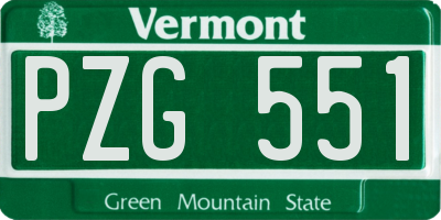 VT license plate PZG551