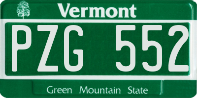 VT license plate PZG552