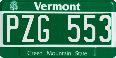 VT license plate PZG553