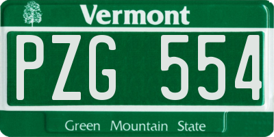 VT license plate PZG554