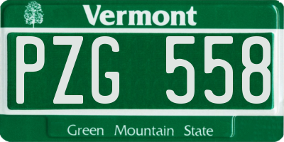 VT license plate PZG558