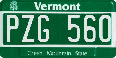 VT license plate PZG560