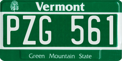 VT license plate PZG561