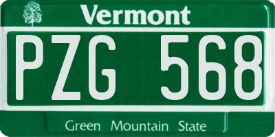 VT license plate PZG568