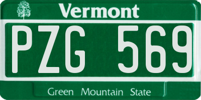 VT license plate PZG569