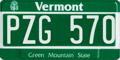VT license plate PZG570