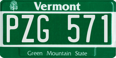 VT license plate PZG571