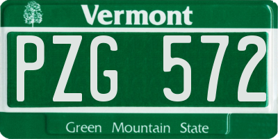VT license plate PZG572