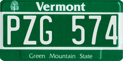 VT license plate PZG574