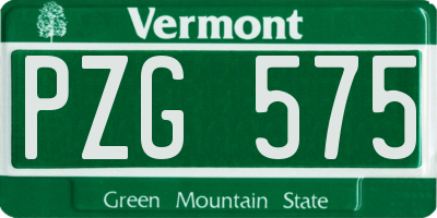 VT license plate PZG575