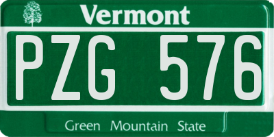 VT license plate PZG576