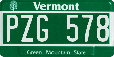 VT license plate PZG578