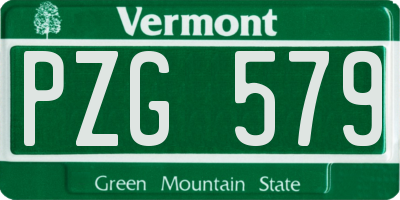 VT license plate PZG579