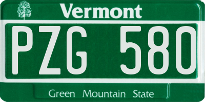 VT license plate PZG580
