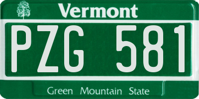 VT license plate PZG581
