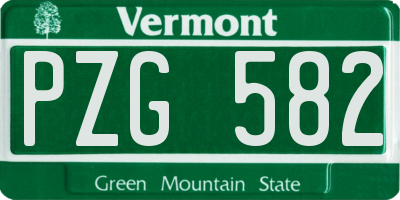 VT license plate PZG582