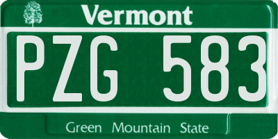 VT license plate PZG583