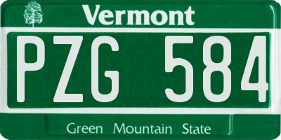 VT license plate PZG584