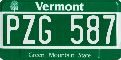 VT license plate PZG587