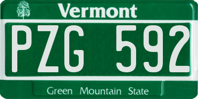VT license plate PZG592