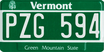 VT license plate PZG594