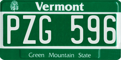 VT license plate PZG596