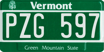 VT license plate PZG597