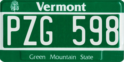 VT license plate PZG598