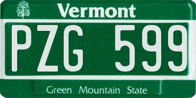 VT license plate PZG599