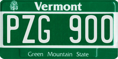 VT license plate PZG900