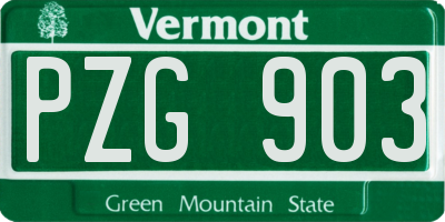 VT license plate PZG903