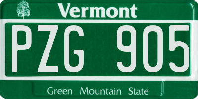 VT license plate PZG905