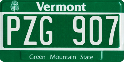 VT license plate PZG907