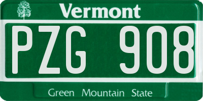 VT license plate PZG908