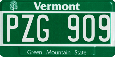 VT license plate PZG909