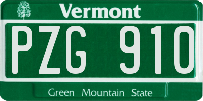 VT license plate PZG910