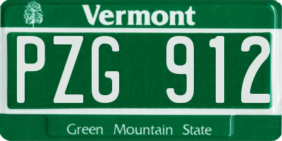 VT license plate PZG912