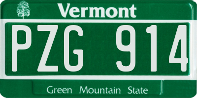 VT license plate PZG914