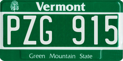 VT license plate PZG915