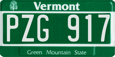 VT license plate PZG917