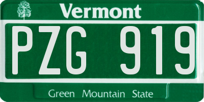 VT license plate PZG919